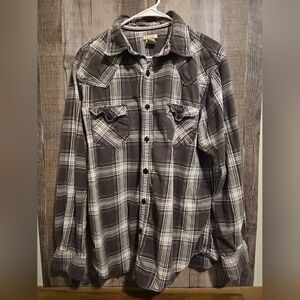 Arizona shirt mens size large button down long sleeve plaid flannel regular fit